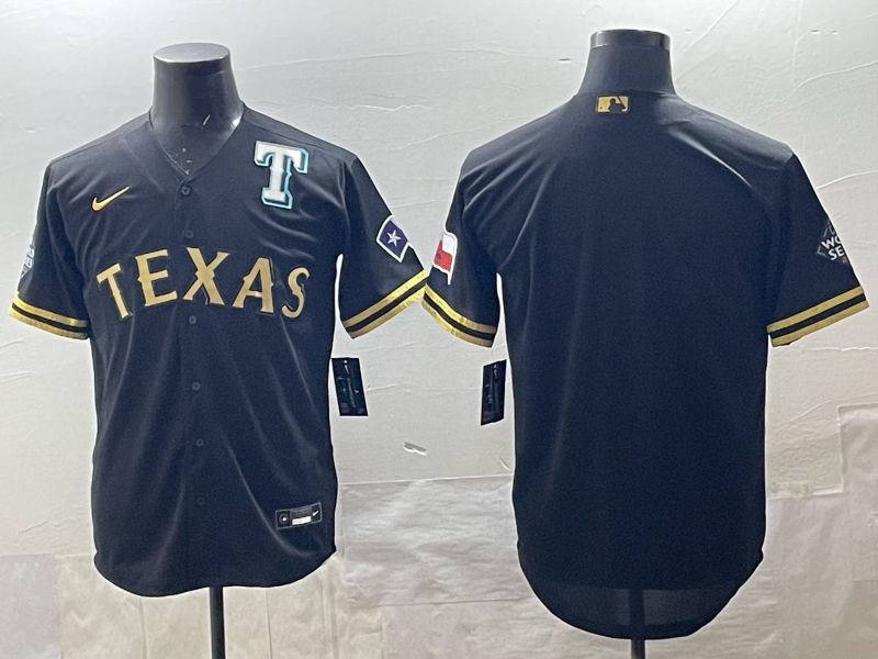 Men 2025 Texas Rangers Blank Black Game Nike MLB Jersey style 02